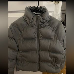 Grey Velvet Puffer